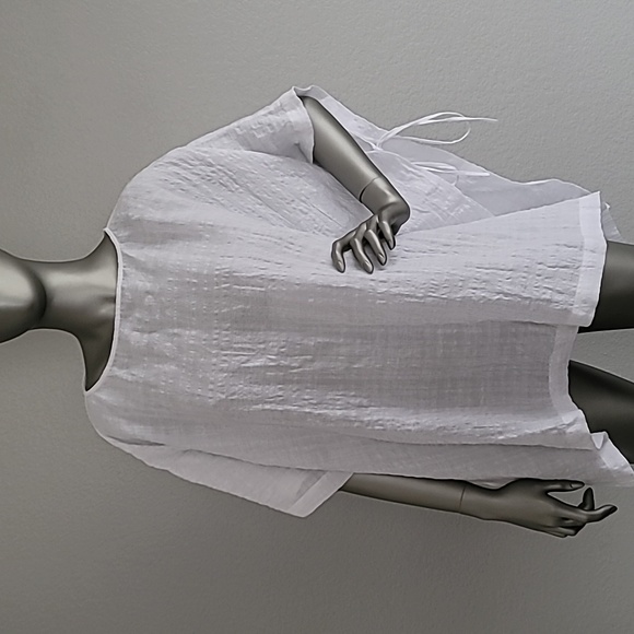 Eileen Fisher Tops - Eileen Fisher Women's White Poncho With Tie S/M